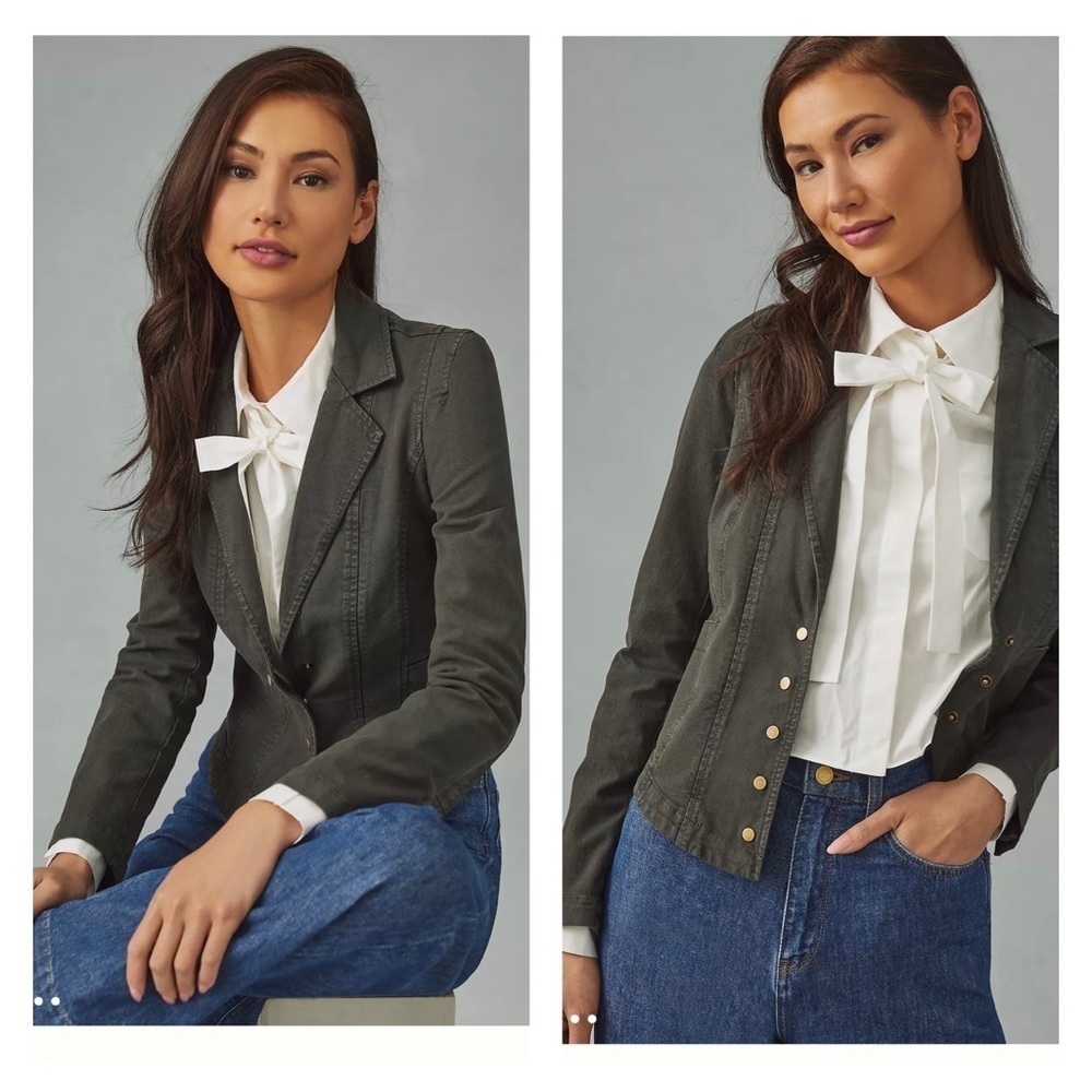 Anthropologie Black Structured Button Blazer Jack… - image 5